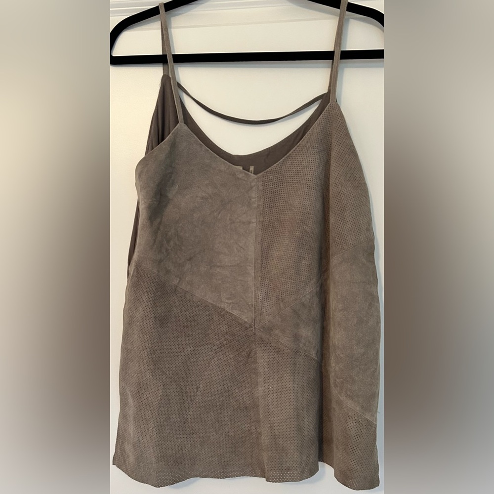 ecru Suede Leather Front Cami